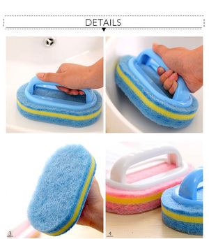 Plastic Handle Sponge Bath Cleaning Brush - Korbox