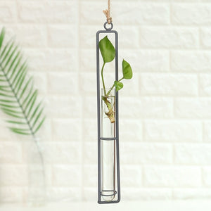 Iron Wall Hanging Flower Glass Pots - Korbox